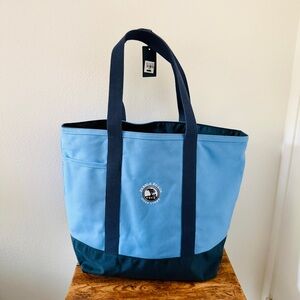 NWT Pebble Beach x Hudson Sutler Two Tone Blue Zip Top Tote Bag